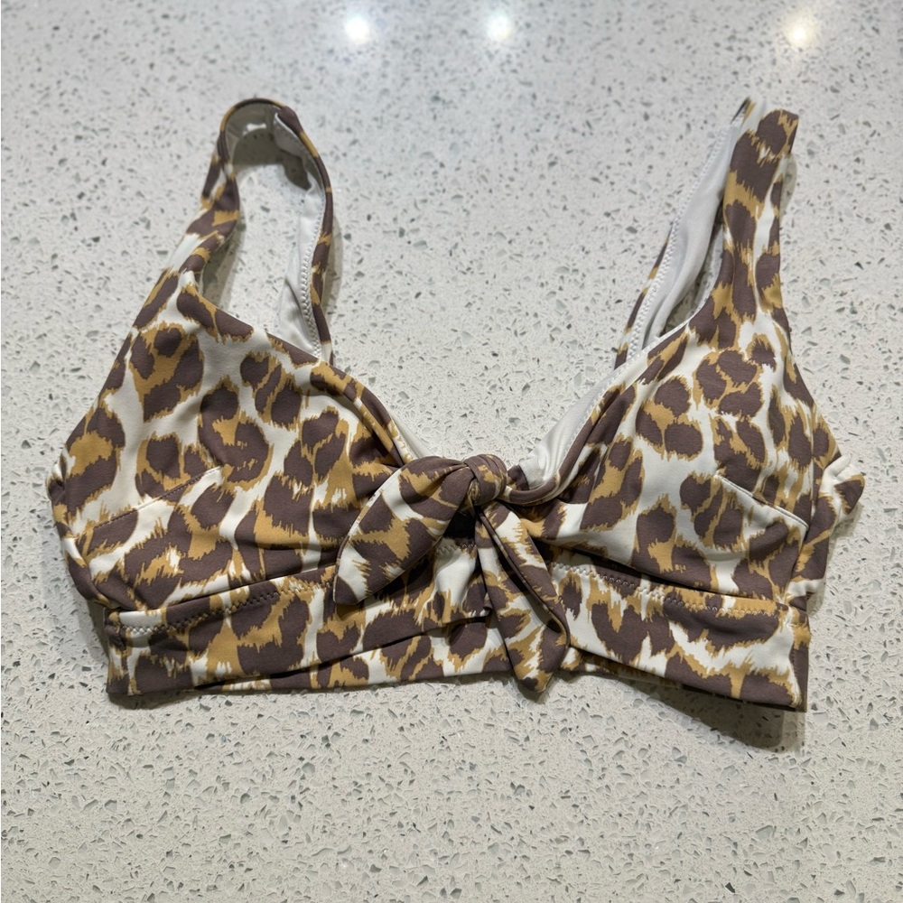 Aerie Brown and Cream Patterned Bikini Top